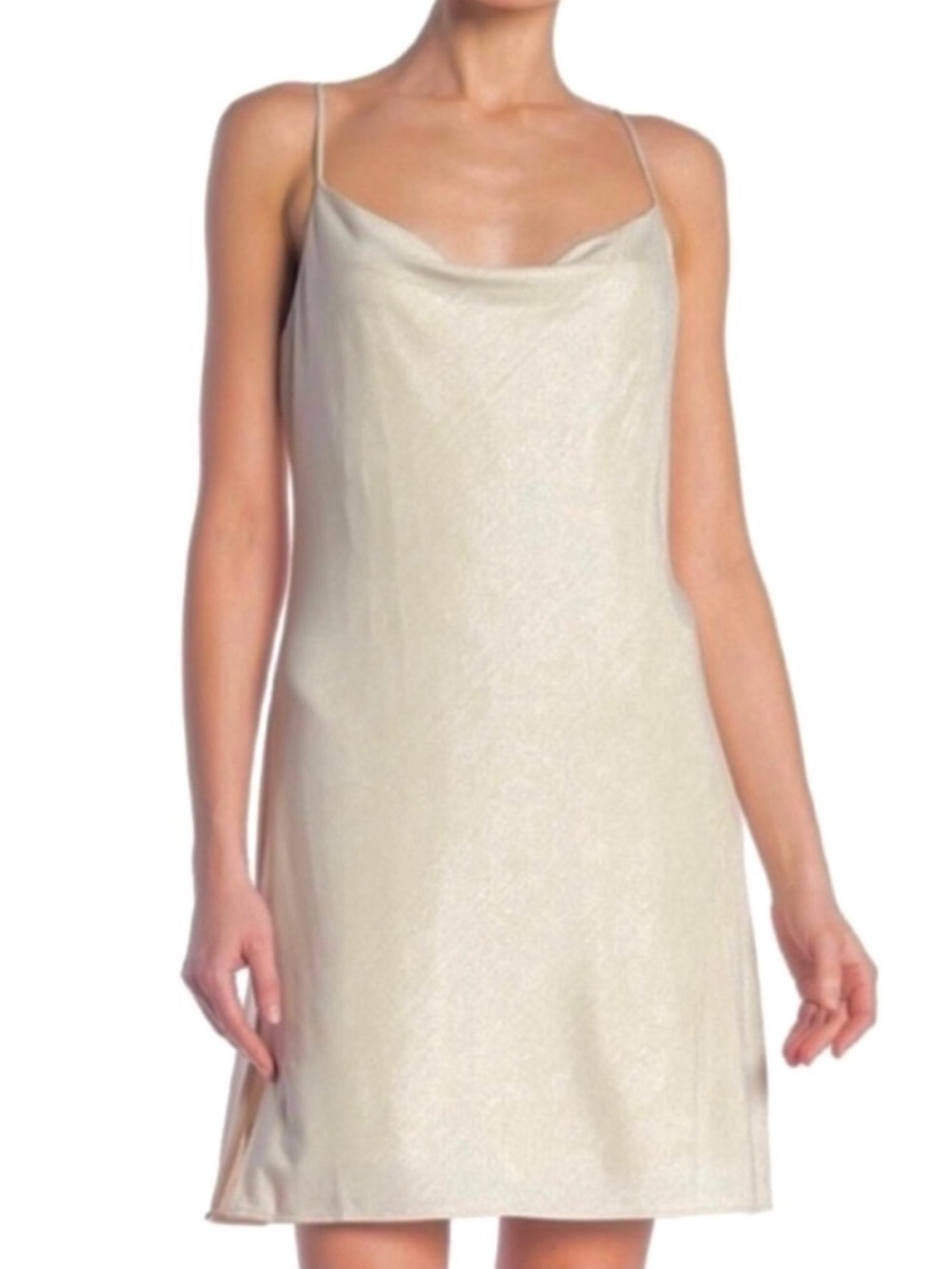 CYNTHIA STEFFE METALLIC SLIP MINI DRESS
